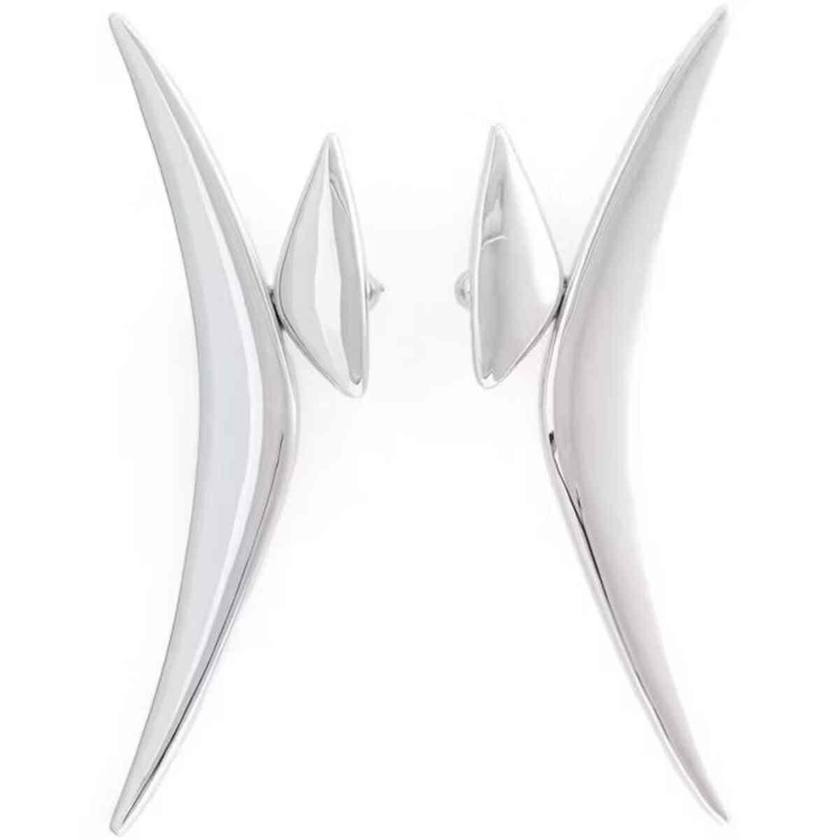 Boucles d'oreilles Boomerang Mugler H&M couleur argent