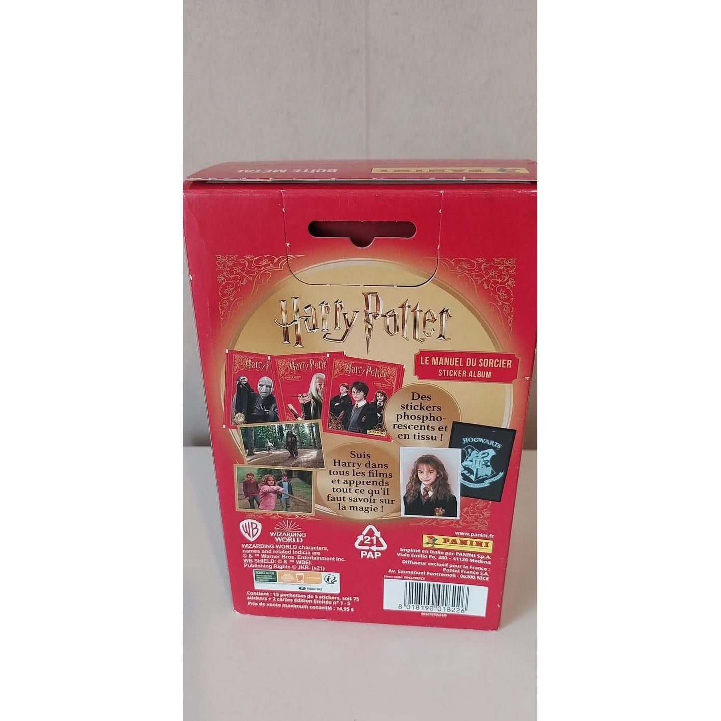 Panini Harry Potter - Le Manuel du Sorcier Boite métal rouge 15 Pochettes + 2 Cartes édition limitée