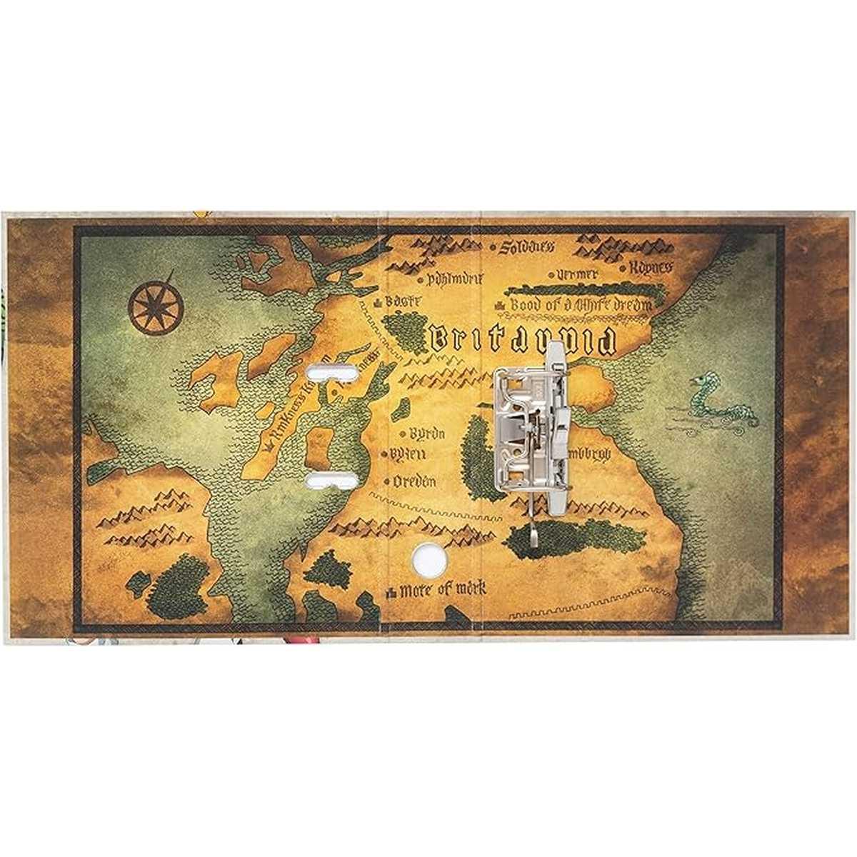 Classeur à levier The Seven Deadly Sins avec carte de Britannia imprimée à l’intérieur, format rigide 28 x 32 x 7 cm, 2 anneaux solides.