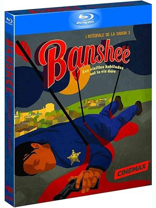 Coffret Blu-ray Banshee - l'intégrale de la Saison 3 - HBO avec visuel stylisé d'un shérif suspendu, catégorie Media > Videos > Blu-ray.