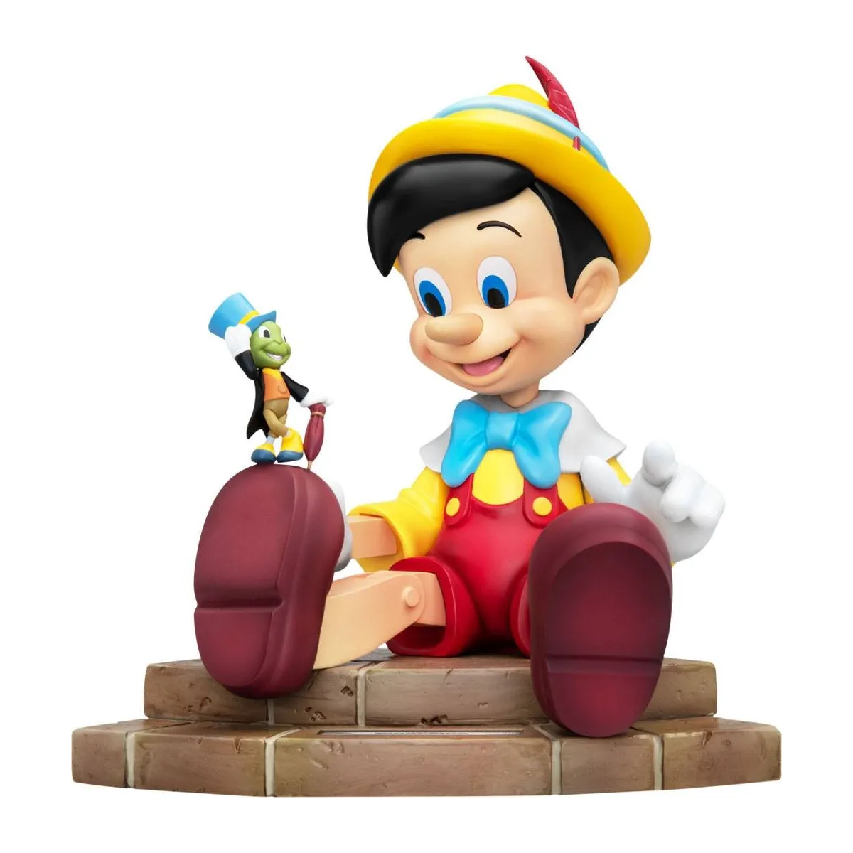 Statuette Pinocchio Master Craft Beast Kingdom Disney 27 cm avec Jiminy Cricket sur socle pavé