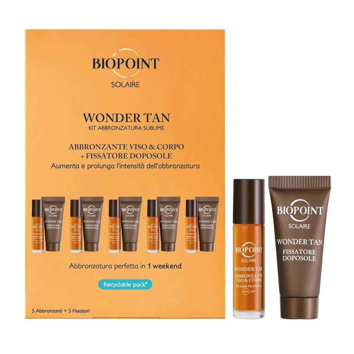 Coffret Biopoint Solaire Wonder Tan - Kit bronzage 5 autobronzants + 5 fixateurs après-soleil