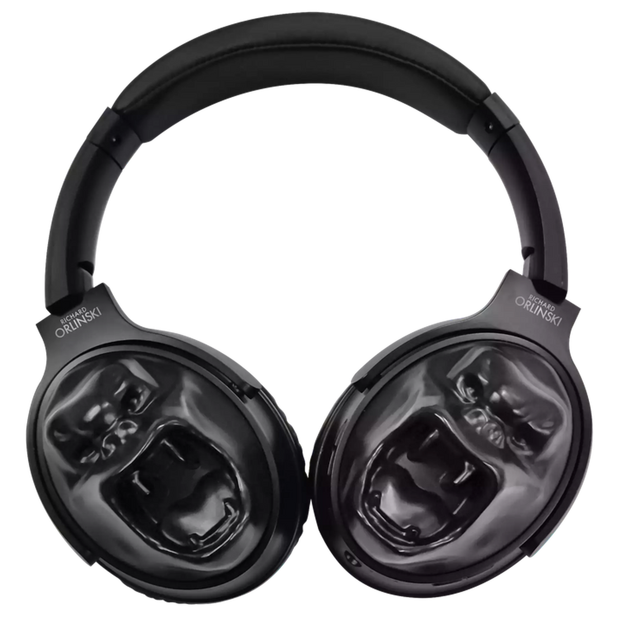 Casque sans fil KONG Richard Orlinski noir mat vue de face design gorille à facettes