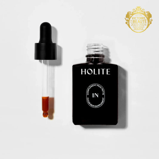 Complément alimentaire liquide Holite IN Peau Nette - Flacon noir 30ml avec pipette compte-gouttes - Formule anti-imperfections à base de zinc et plantes purifiantes - Lauréat Victoire de la Beauté 2023-2024"