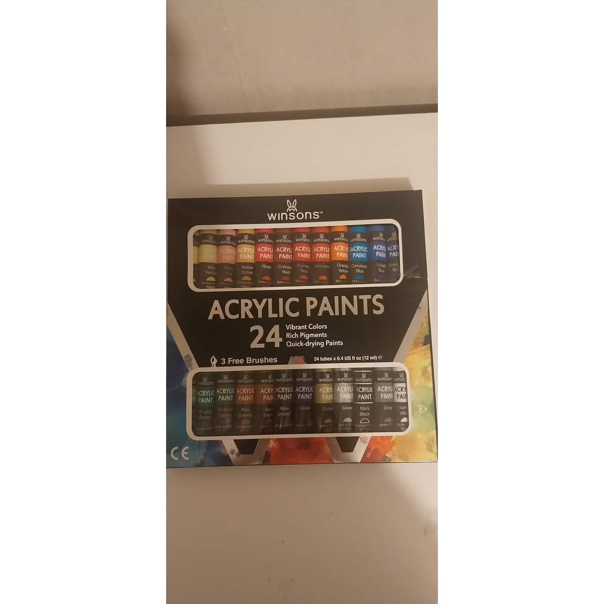 Ensemble de couleurs peinture aérographe acrylique 24 couleurs - 12 ml 3 pinceau