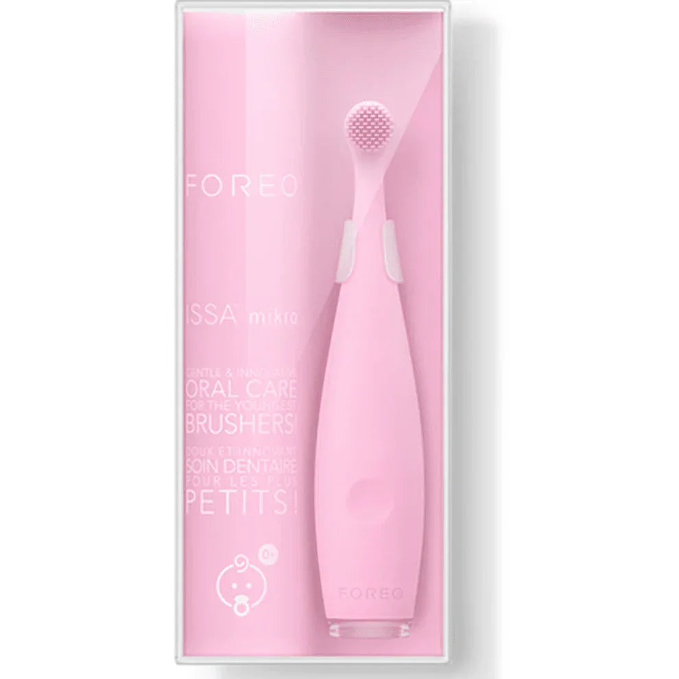 Foreo ISSA Mikro Pearl Pink – Brosse à dents sonique bébé en silicone médical – coffret rose