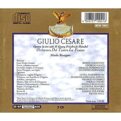 Giulio Cesare Haendel coffret 2 CD – Boris Christoff – Nicola Rescigno – Orchestra Teatro La Fenice – Mondo Musica – enregistrement live 1966