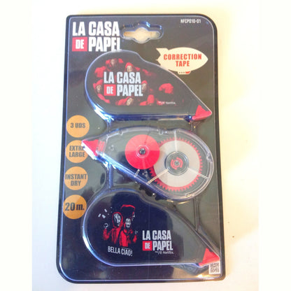 Lot de 3 rubans correcteurs La Casa de Papel 20 m design Bella Ciao rouge et noir
