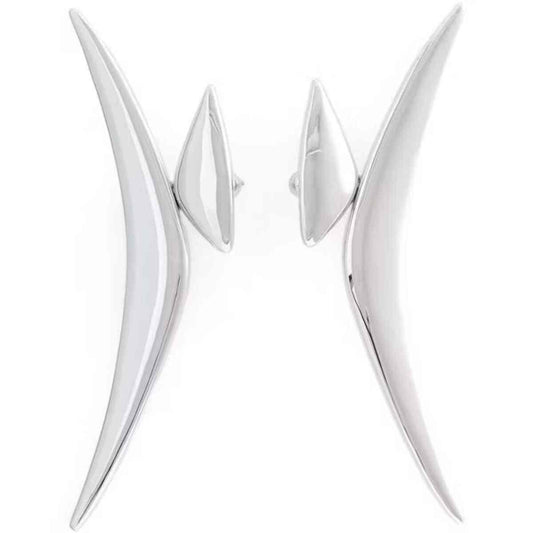 Boucles d'oreilles Boomerang Mugler H&M couleur argent