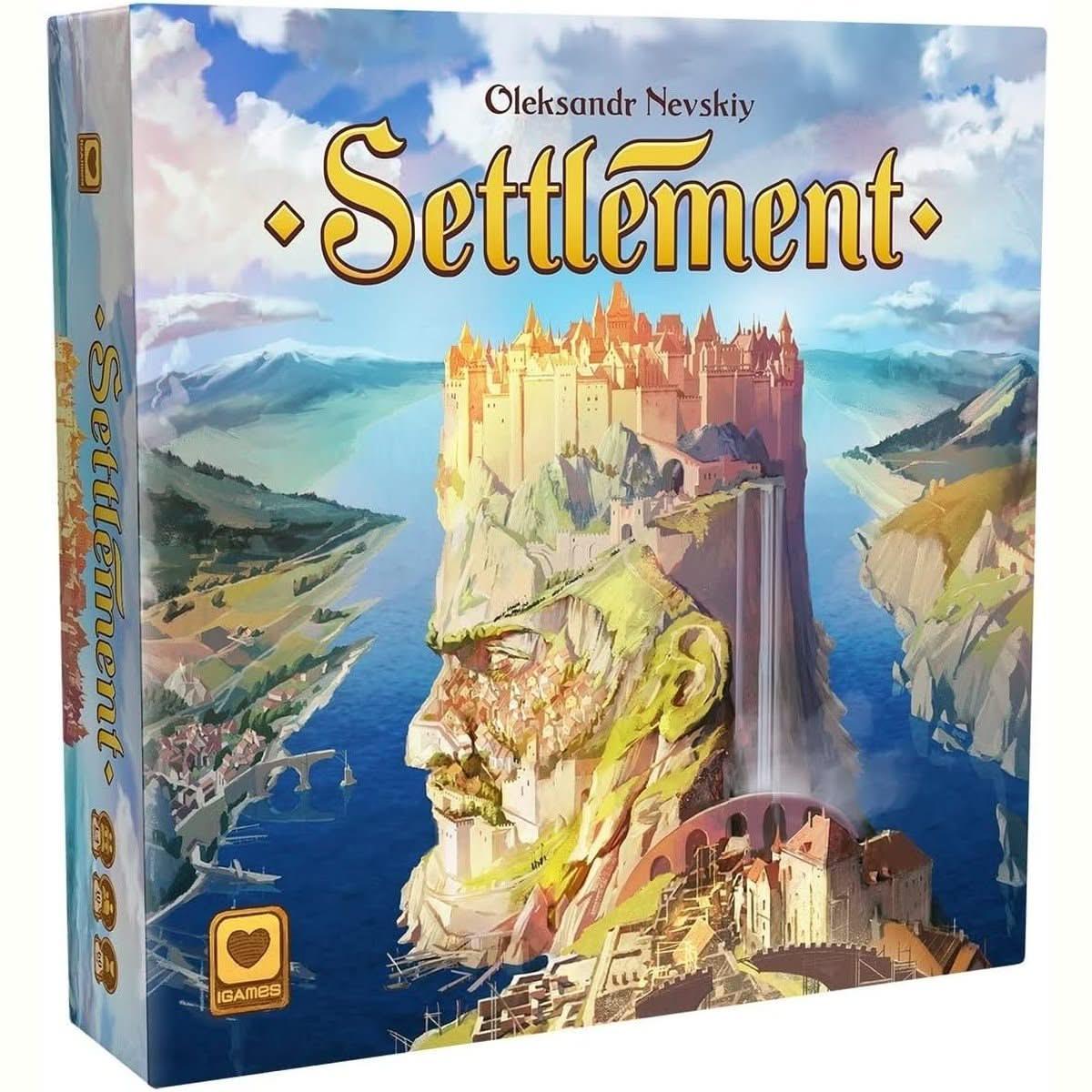 Settlement Jeux de Société IGAMES, un jeu de stratégie captivant où les joueurs explorent des terres, chassent des monstres et construisent des bâtiments pour devenir le seigneur le plus puissant du continent.