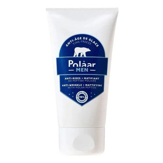 Polaar Men Anti-rides et Matifiant au Peptide Polaire, soin anti-âge pour homme. Hydrate, matifie et renforce la peau avec un puissant peptide polaire.