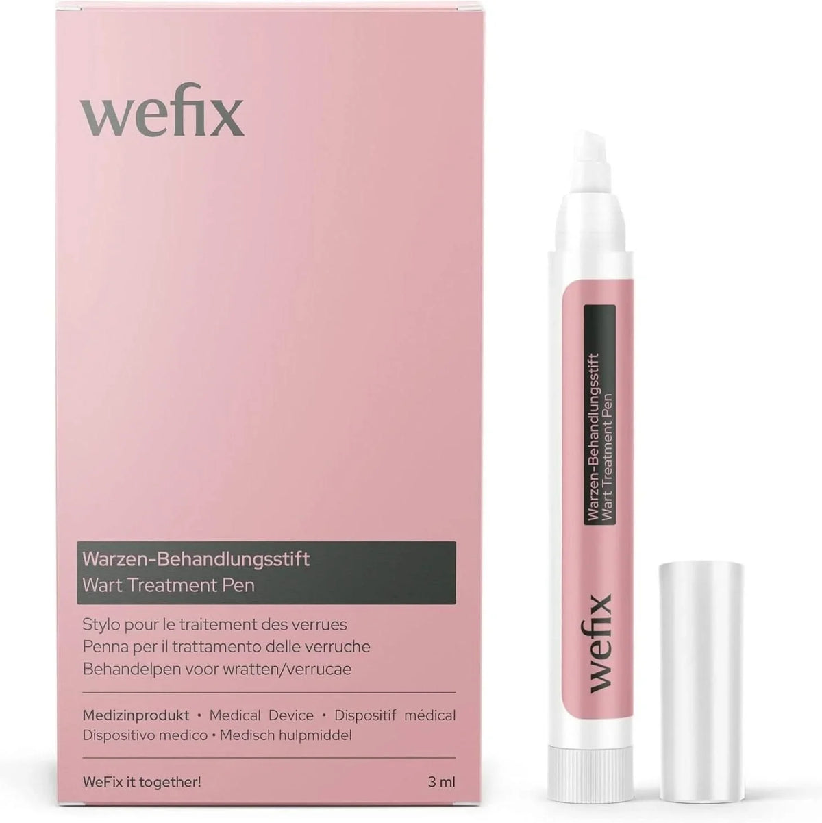 Stylo anti-verrues WeFix pour éliminer efficacement les verrues sur les mains, pieds et corps. Suffisant pour 220 applications avec effet instantané.