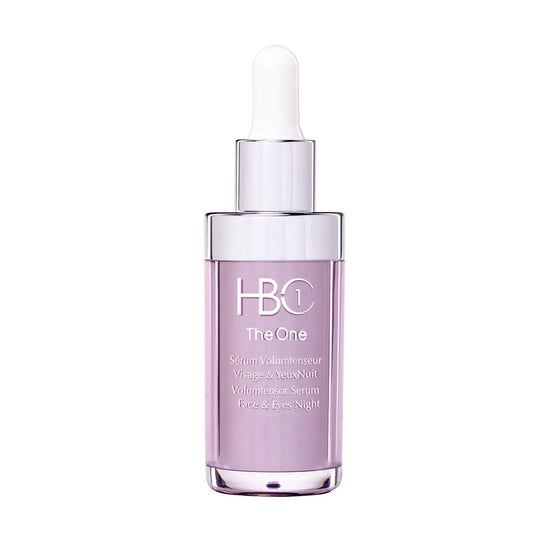 The One Sérum Volumtenseur Visage et Yeux Nuit HBC One 30 ml flacon mauve compte-gouttes anti-âge