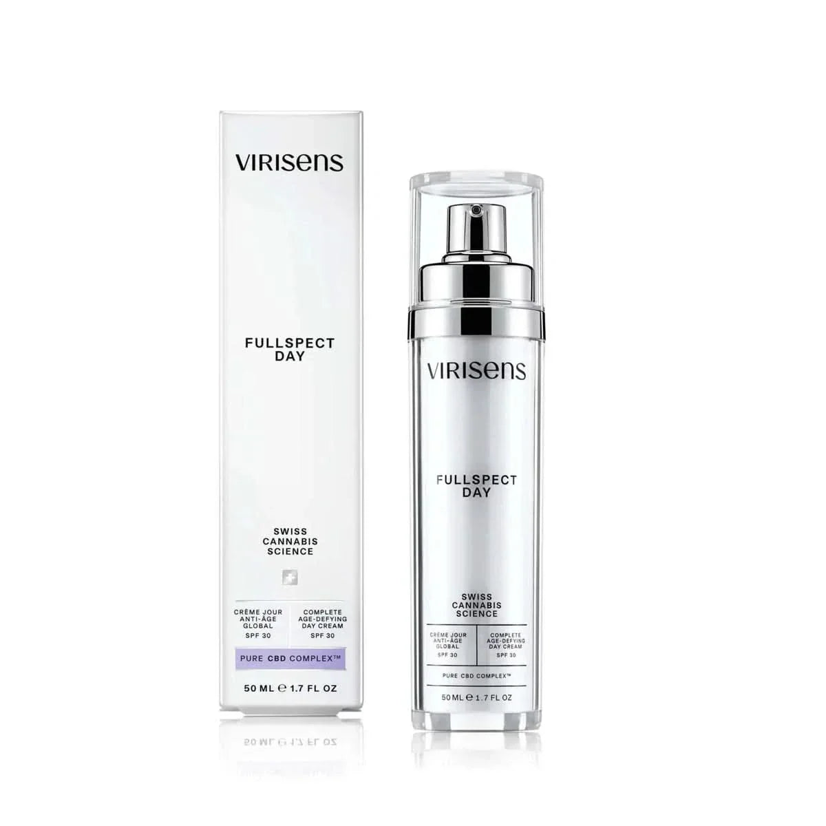 Crème anti-âge CBD VIRISENS Fullspect Day SPF30 - Swiss Cannabis Science 50ml