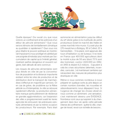 avant propos du livre 
 avec texte sur l'autonomie alimentaire et la pénurie, accompagné d'une illustration d'une personne jardinant.
