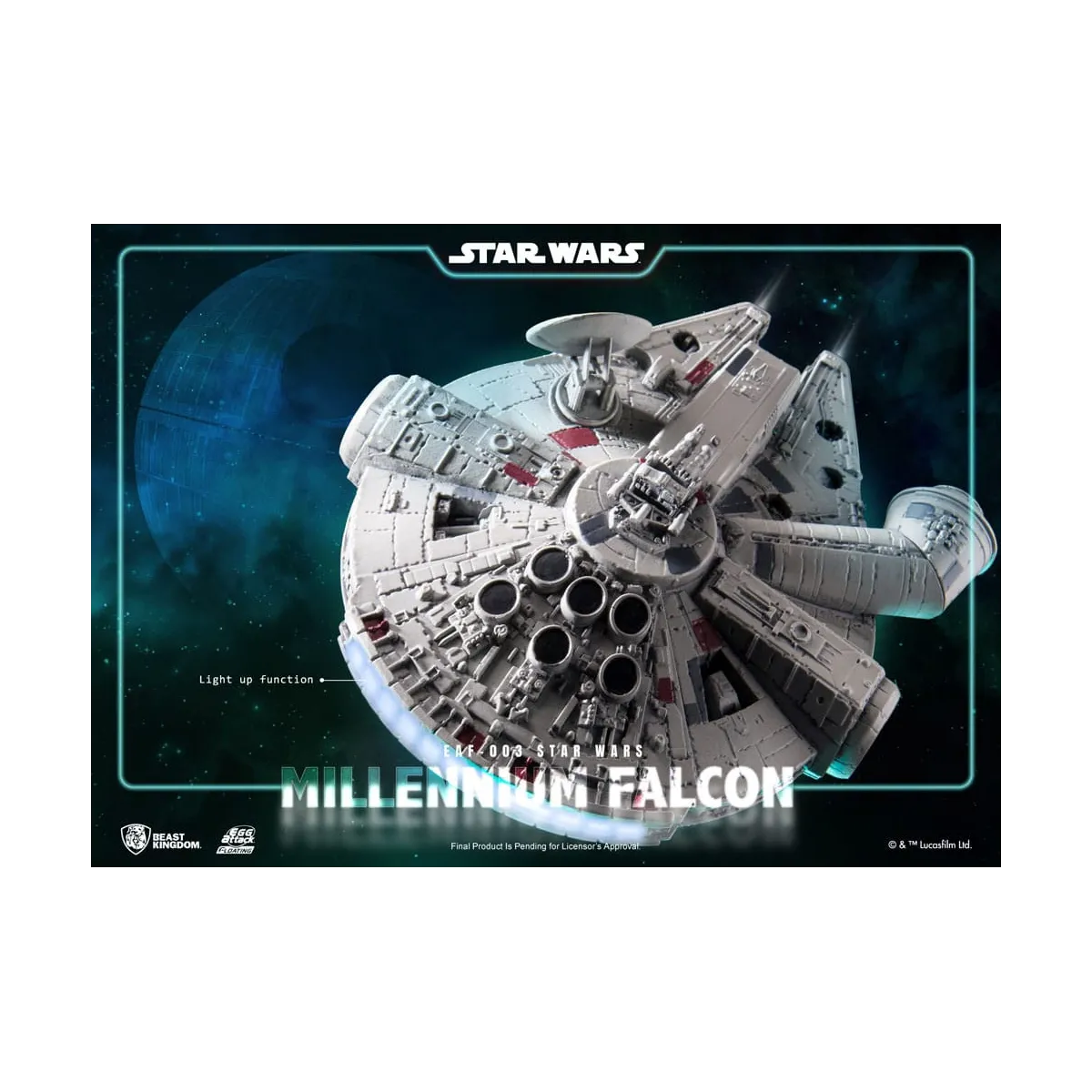 Diorama lumineux Millennium Falcon Egg Attack Floating Beast Kingdom Star Wars vaisseau en lévitation avec LED