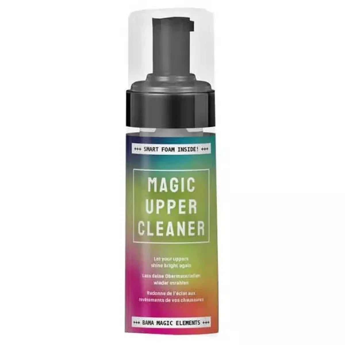 Bama Magic Upper Cleaner - Mousse nettoyante intelligente pour chaussures avec pompe distributrice - Design dégradé multicolore - Technologie Smart Foam Inside - Nettoyage efficace des baskets et sneakers