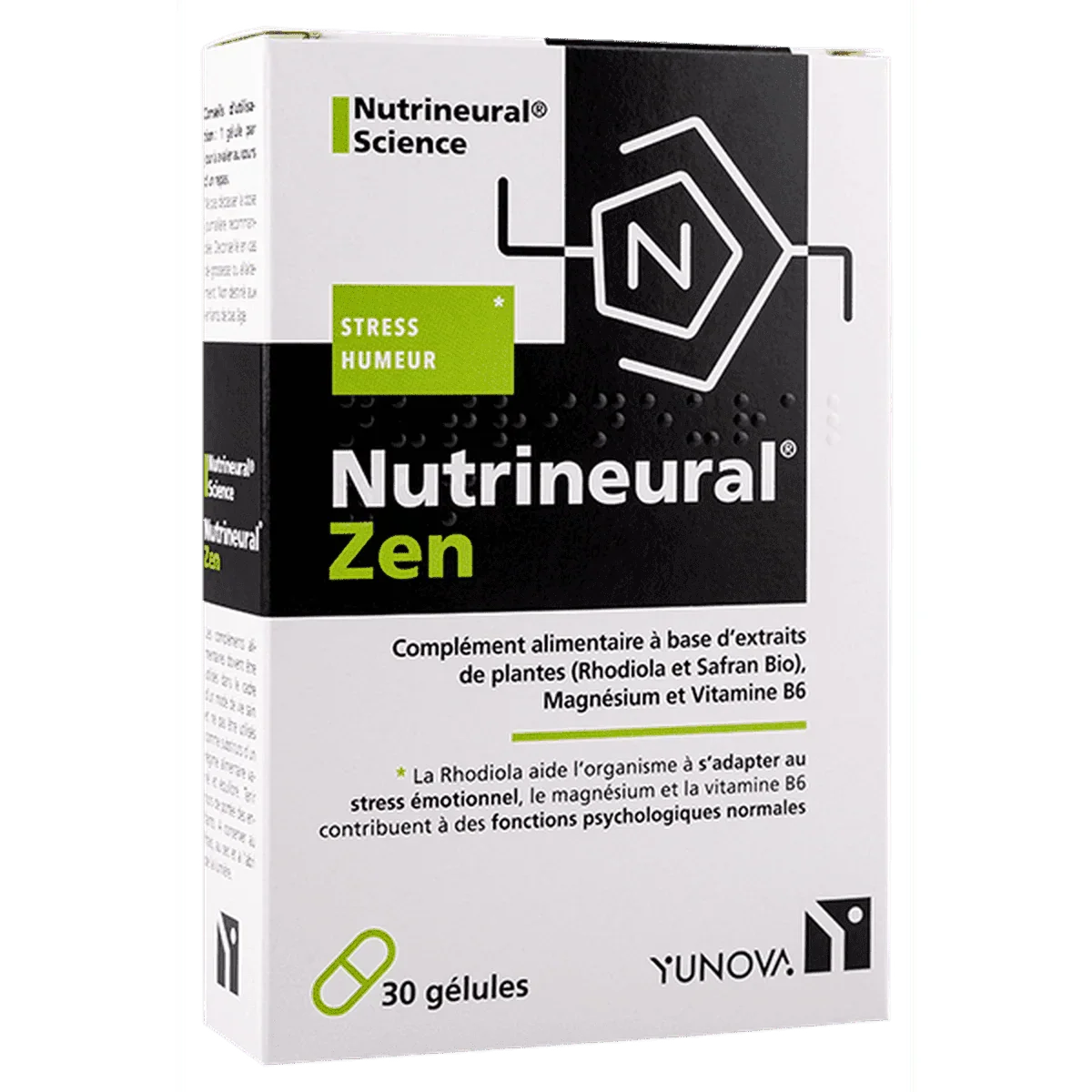 Nutrineural Zen Complement rhodiola et safran-bio stress émotionnel Yunova