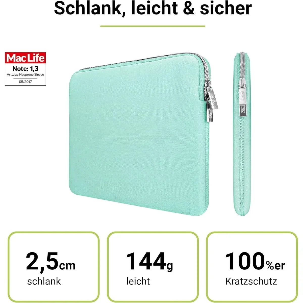 Sacoche en neoprene pour Macbook 12-pouces avec fermeture éclair ARTWIZZ