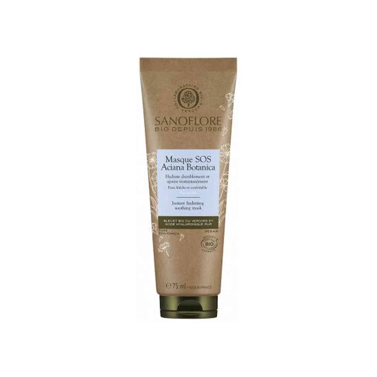 Masque SOS Aciana Botanica Sanoflore 75ml - Soin hydratant apaisant bio pour peaux sensibles
