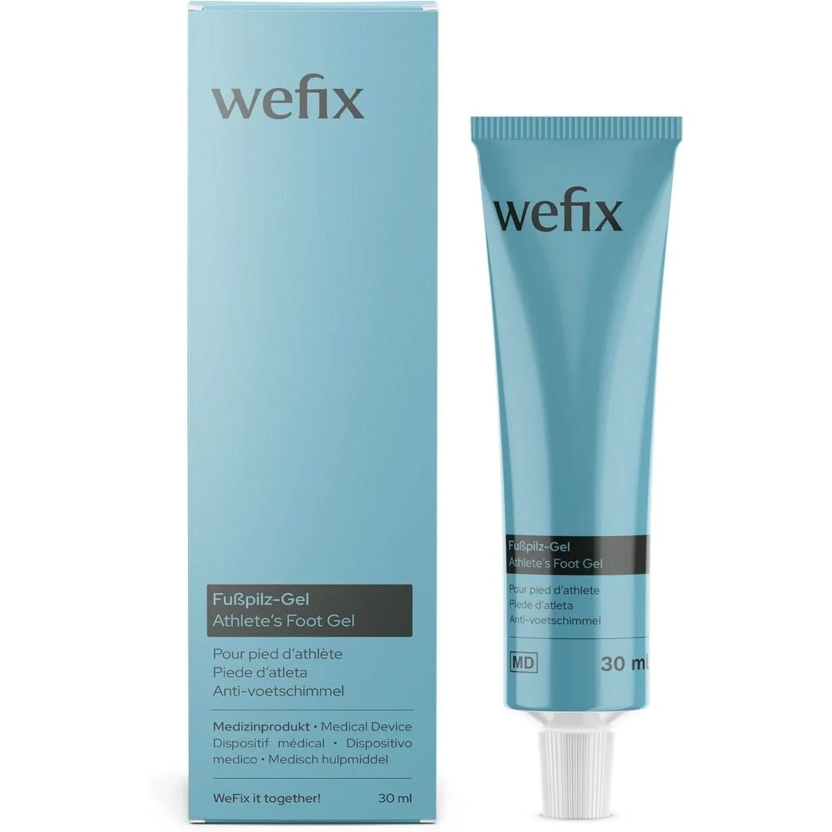 Traitement pied d'athlète Wefix, gel antifongique 30 ml pour soulager les démangeaisons et réparer la peau entre les orteils. Protection efficace contre les infections fongiques.