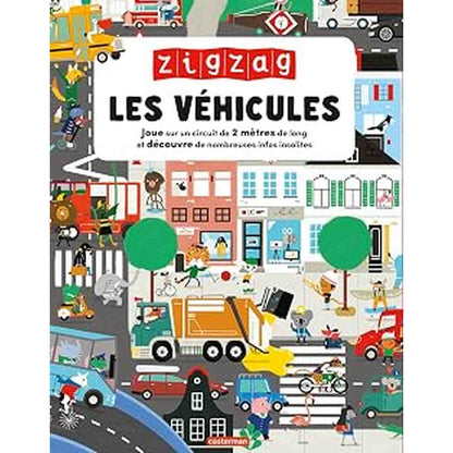 Zigzag Les Véhicules livre-accordéon enfant couverture illustrée voitures et camions