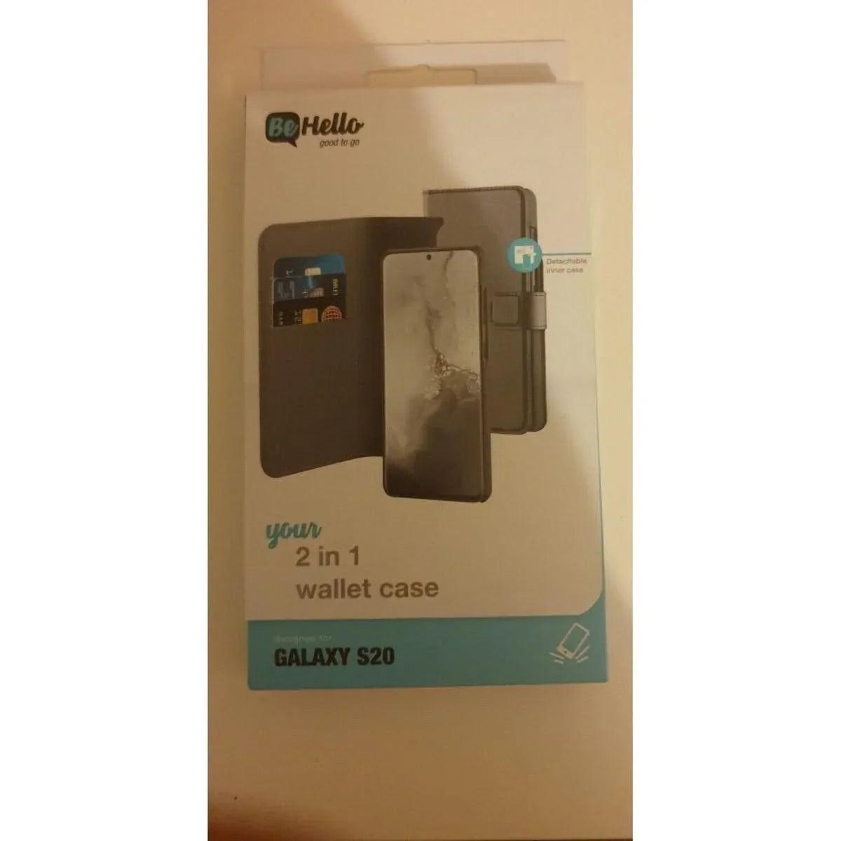 BeHello Étui Portefeuille Samsung Galaxy S20 2-en-1 Noir
