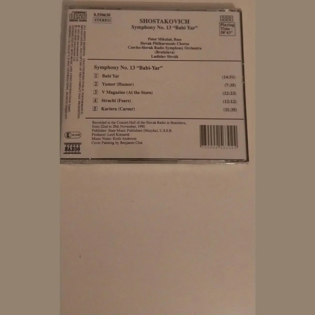 Chostakovitch : Symphonie n° Babi Yar CD -Slovak Philharmonic..