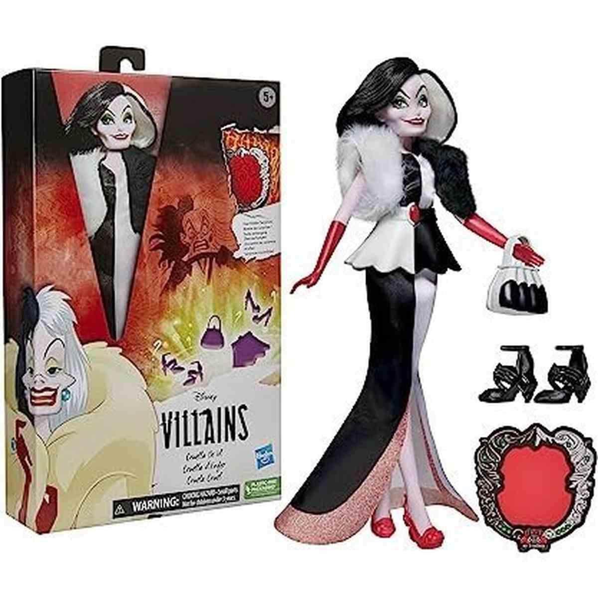 Disney Villains, Poupée Mannequin Cruella D'enfer, Accessoires Et Tenue Amovible, Jouet Disney Princesses