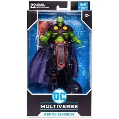 Figurine McFarlane Toys DC Multiverse Martian Manhunter DC Rebirth 18cm articulée dans emballage — costume bleu cape violette peau verte, 22 moving parts, 12 ans+
