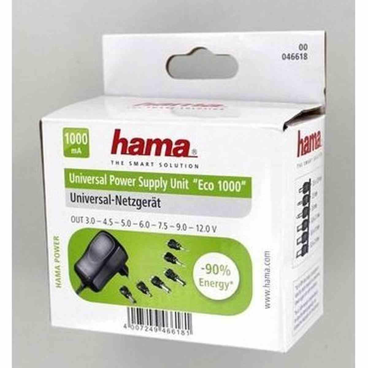 Hama Alimentation secteur universelle "Eco 1000", stabilisée, 1000 mAh, 3 à 12V