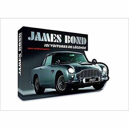 Livre collector James Bond 101 Voitures de Légende par Jean-Antoine Duprat – couverture noire avec Aston Martin DB5 plaque JB007