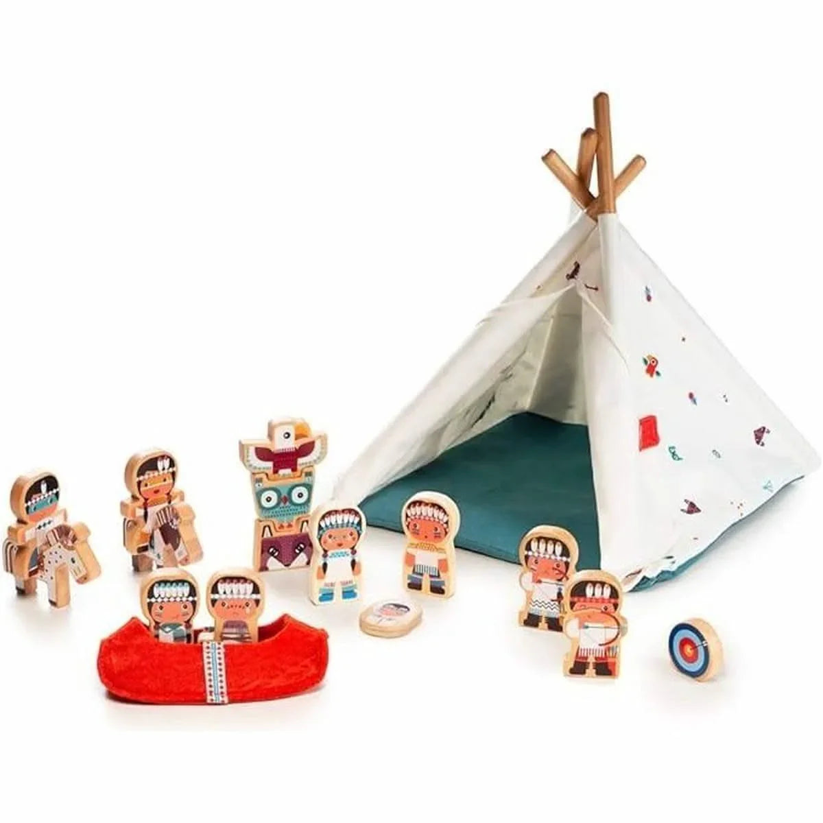 Figurines en bois Le Tipi et les Indiens Lilliputiens