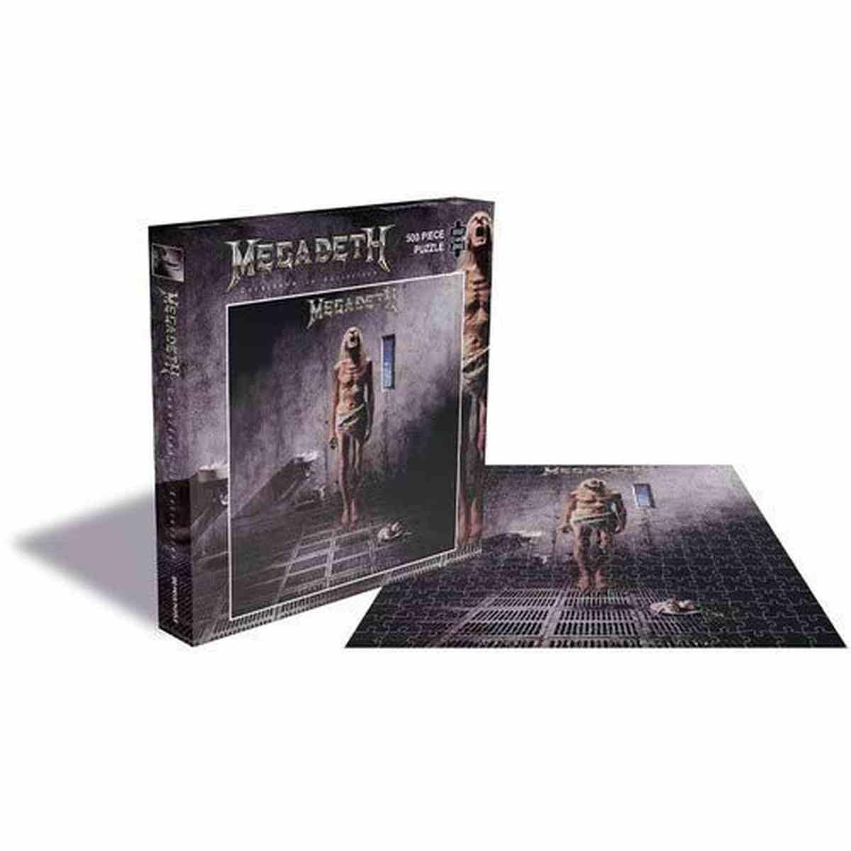 Puzzle officiel Megadeth Countdown to Extinction 500 pièces par Rock Saws - Pochette album thrash metal 1992 - Crâne mécanique horloge apocalyptique - Neuf sous emballage - Cadeau collector fan metal Dave Mustaine