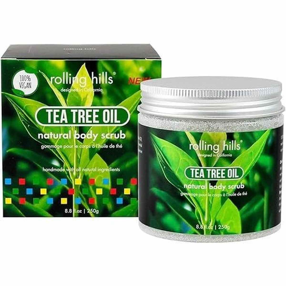 Rolling Hills - Gommage Naturel à l'huile au Théier - Gommage Corps et Visage - 100% Naturel et 100% Vegan