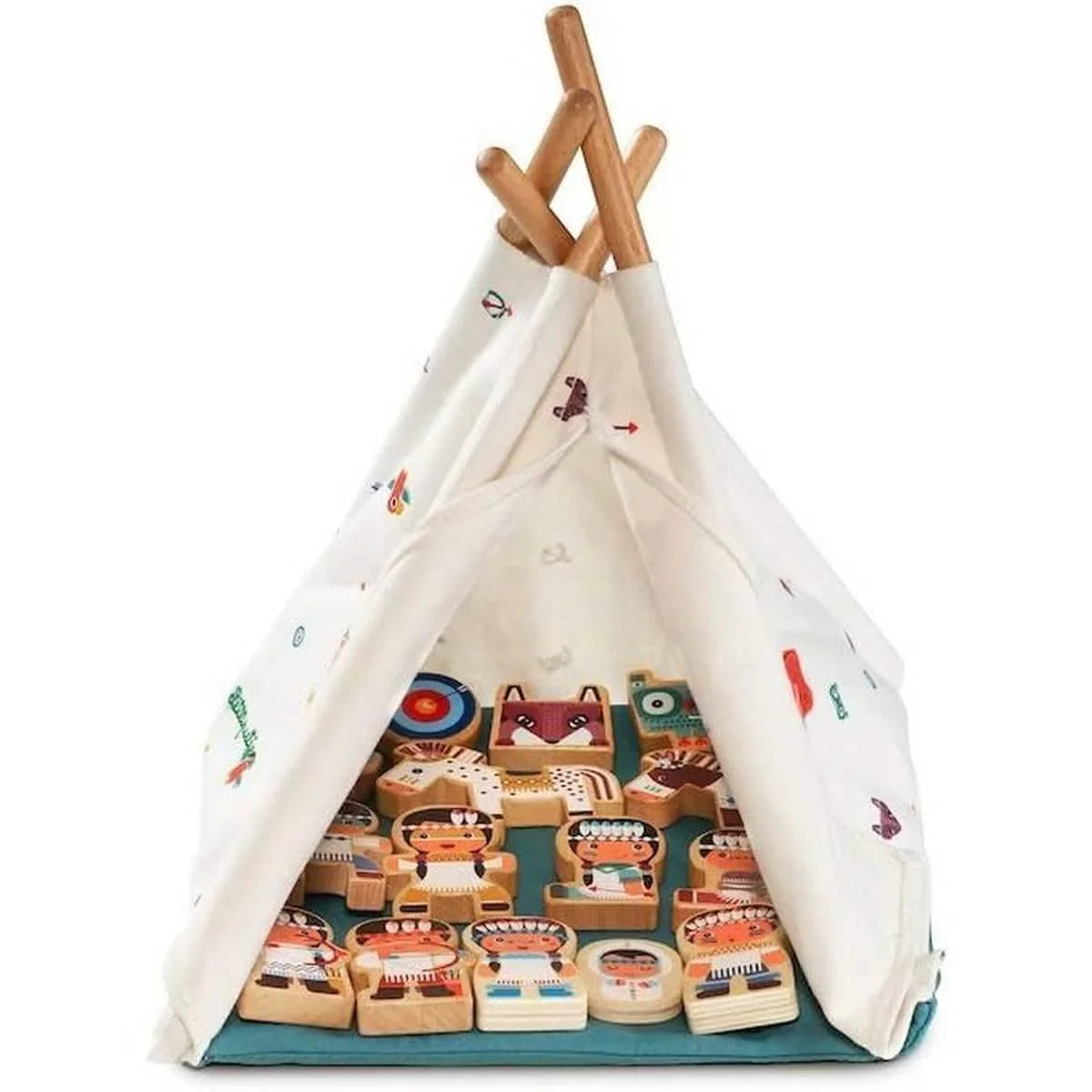 Figurines en bois Le Tipi et les Indiens Lilliputiens