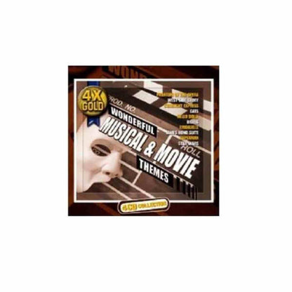 Coffret 4 CD Wonderful Musical & Movie Themes — 70+ titres : Phantom of the Opera, West Side Story, Star Wars, James Bond, E.T., Lawrence of Arabia. Label 4x Gold. Réf. LMM 2901042.